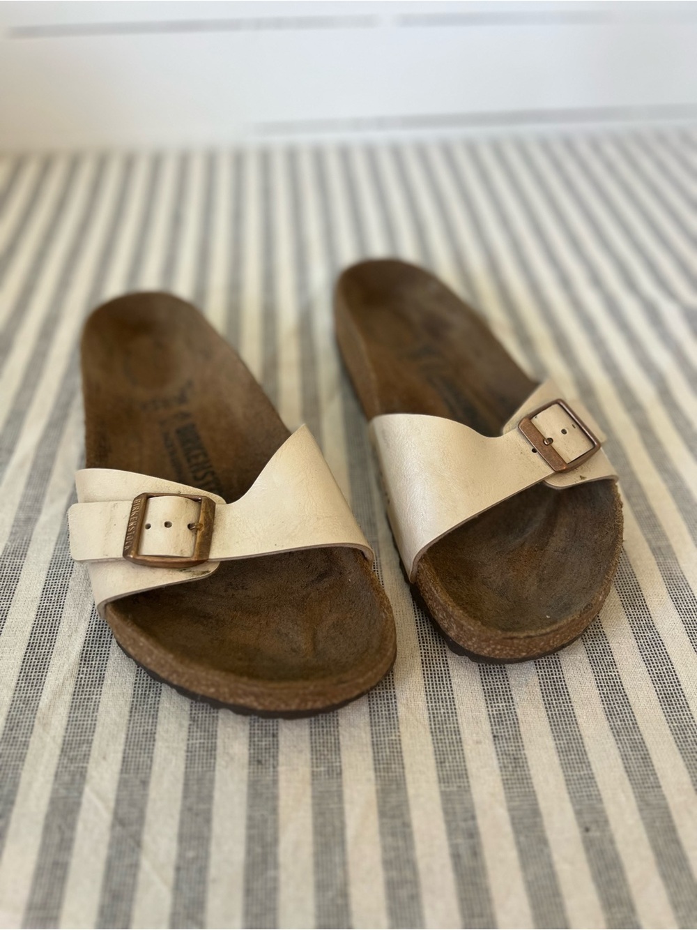Birkenstock Madrid sandals in Graceful Pearl White